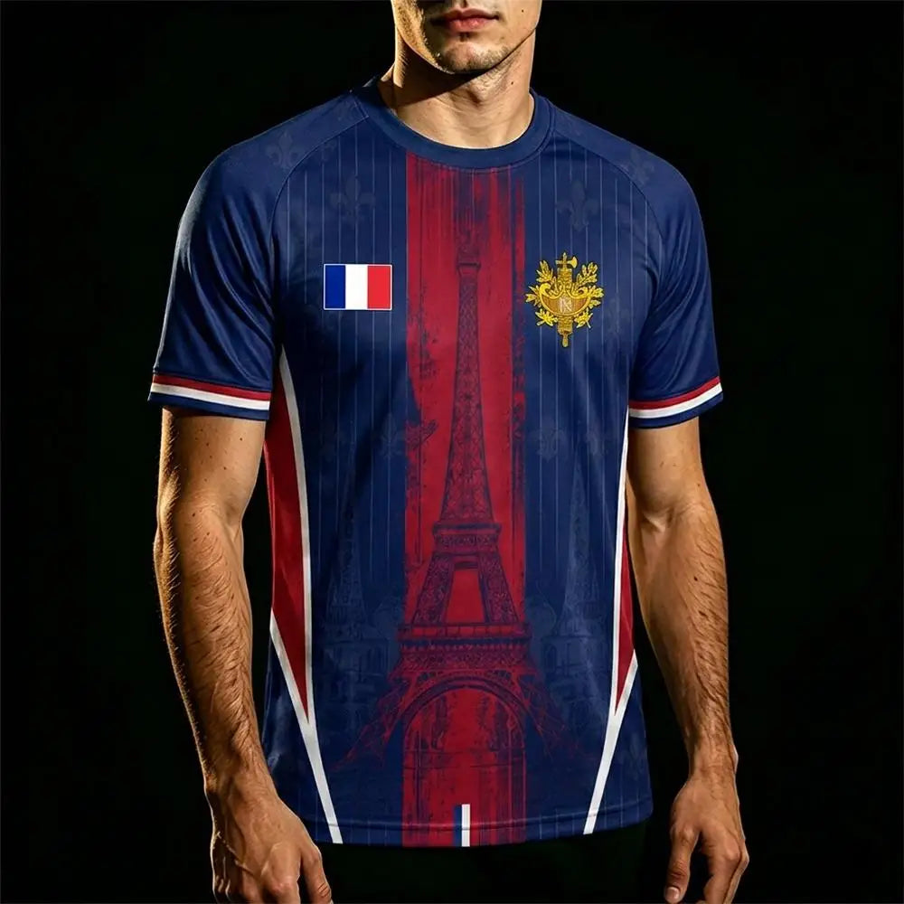 France Soccer Fan Jersey – Bleu, Blanc, Rouge Fan Tee