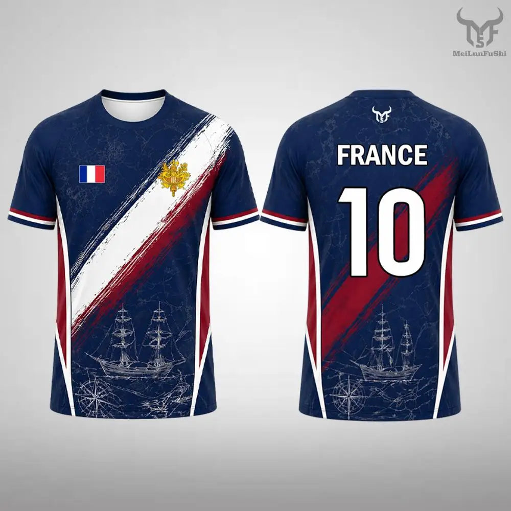 France Soccer Fan Jersey – Bleu, Blanc, Rouge Fan Tee