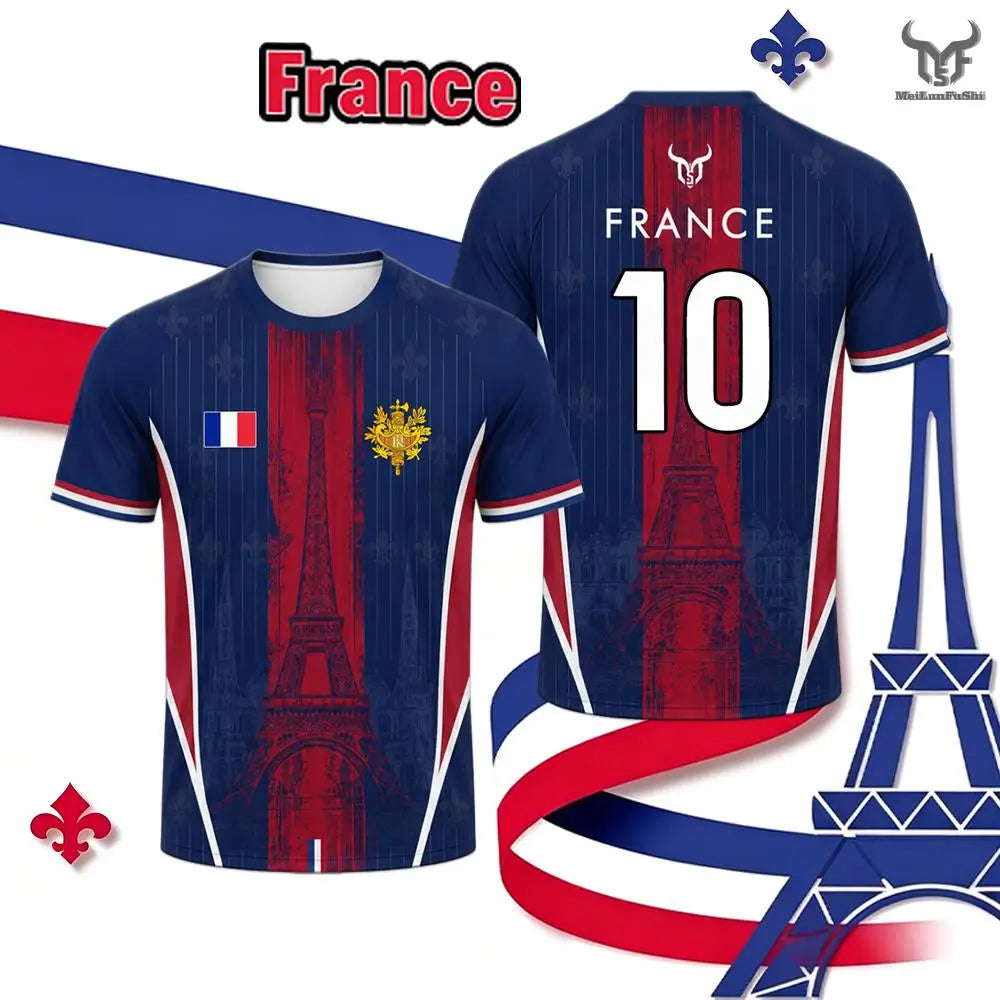 France Soccer Fan Jersey – Bleu, Blanc, Rouge Fan Tee